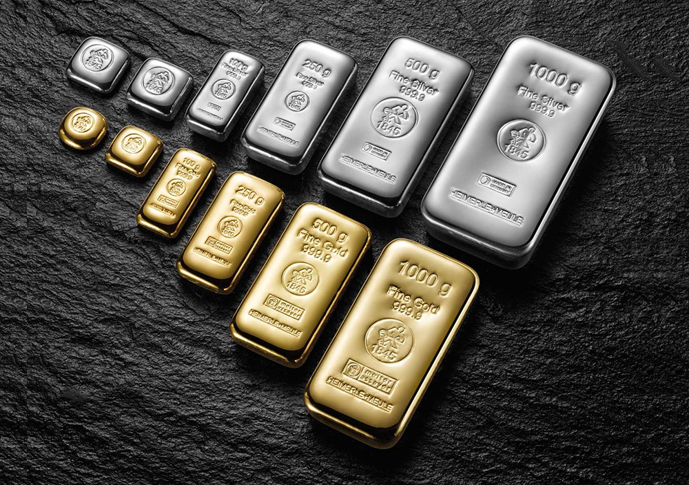 Anlagegold und Investment in Gold Silber Frankfurt - Gegossene Gold- und Silberbarren