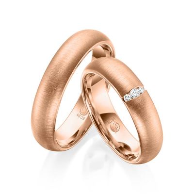 Trauringe / Eheringe Rotgold 585 / 0,05 ct. / tw,si