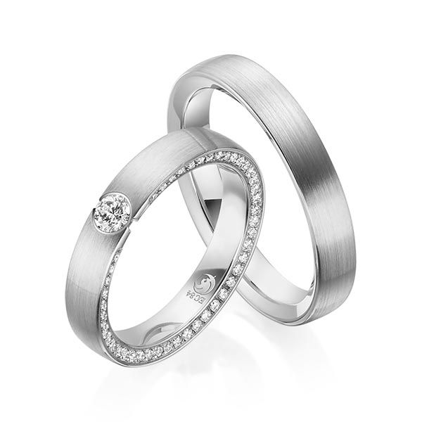 Paar Trauringe / Eheringe / Platin 950 / 0,41 ct.