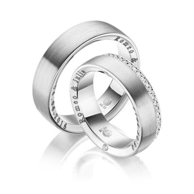 Trauringe / Eheringe Graugold 585 / 0,48 ct. / tw,si