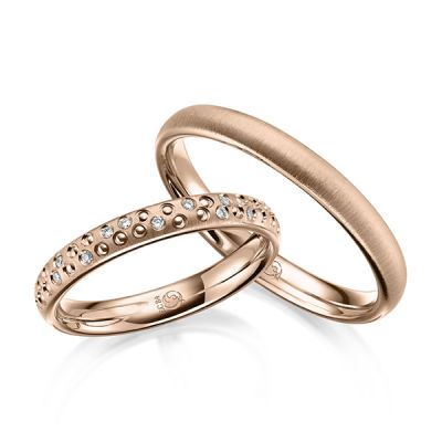 Trauringe / Eheringe Rotgold 585 / 0,06 ct. / tw,si
