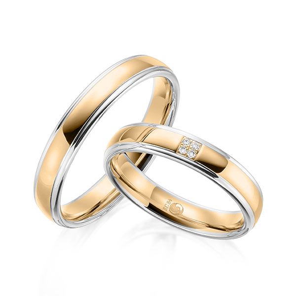 Paar Trauringe / Eheringe / Platin 600 / Roségold 585 / 0,02 ct.