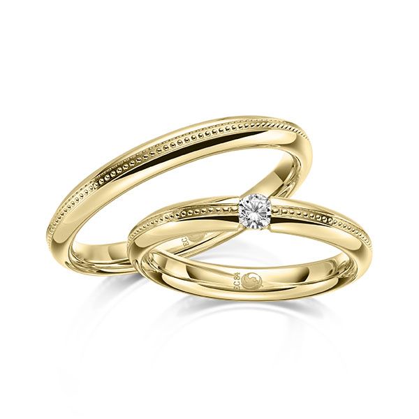 Paar Trauringe / Eheringe / Gelbgold 585 / 0,100 ct.