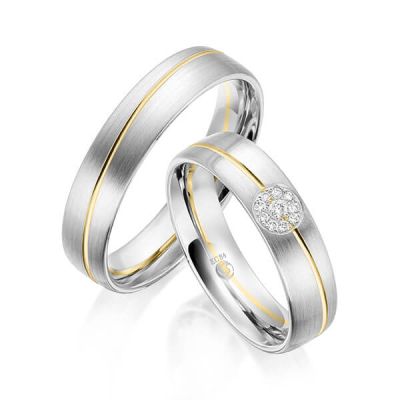Trauringe / Eheringe Weißgold 585 und Gelbgold 585 0,07 ct. / tw,si
