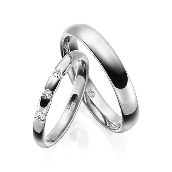 Paar Trauringe / Eheringe / Platin 600 / 0,12 ct.