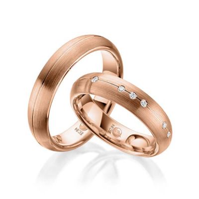Trauringe / Eheringe Rotgold 585 / 0,14 ct. / tw,si