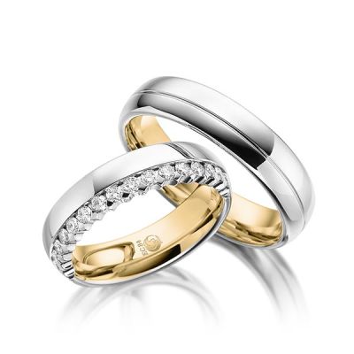 Trauringe / Eheringe Weiß- und Gelbgold 585 0,48 ct. / tw,si