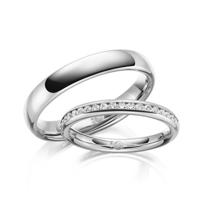 Trauringe / Eheringe Innen Platin 950 außen Platin 950 0,285 ct. / tw,si