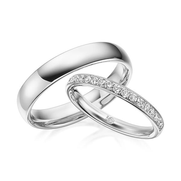 Paar Trauringe / Eheringe / Platin 600 / 0,34 ct.