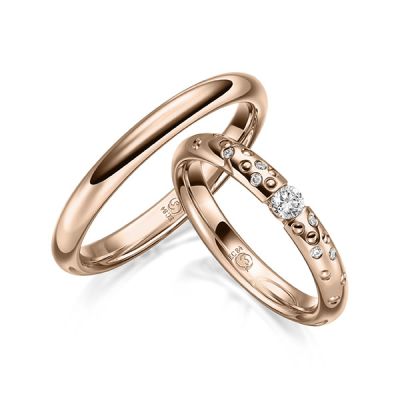 Trauringe / Eheringe Rotgold 585 / 0,13 ct. / tw,si
