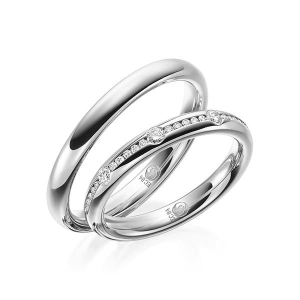 Paar Trauringe / Eheringe / Platin 600 / 0,22 ct.