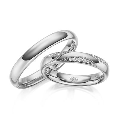 Trauringe / Eheringe Weißgold 585 / 0,108 ct. / tw,si
