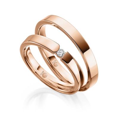 Trauringe / Eheringe Rotgold 585 / 0,05 ct. / tw,si