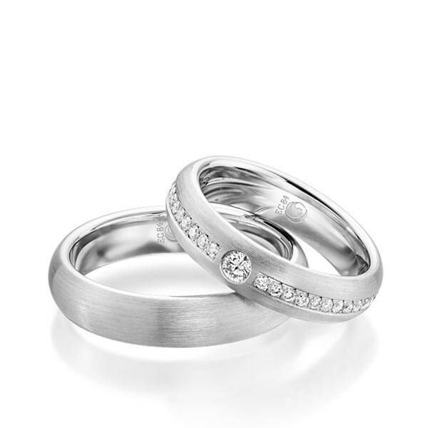 Paar Trauringe / Eheringe / Platin 950 / 0,54 ct.