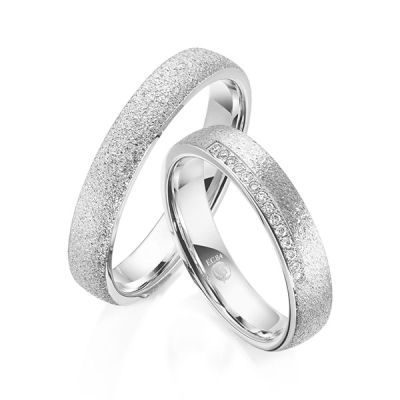 Trauringe / Eheringe Weißgold 585 / 0,07 ct. / tw,si