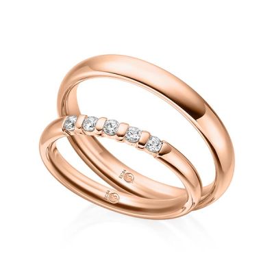 Trauringe / Eheringe Rotgold 585 / 0,15 ct. / tw,si