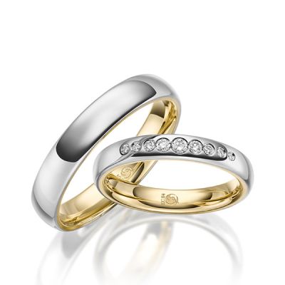 Trauringe / Eheringe Innen Gelbgold 585 außen Weißgold 585 0,142 ct. / tw,si