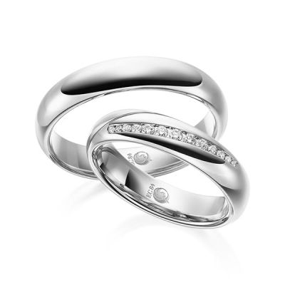 Trauringe / Eheringe Weißgold 585 / 0,14 ct. / tw,si