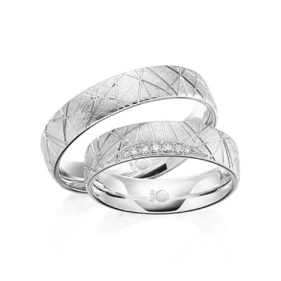 Trauringe / Eheringe Weißgold 585 / 0,059 ct. / tw,si