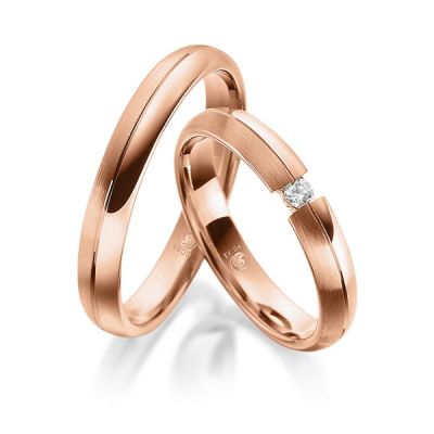 Trauringe / Eheringe Rotgold 585 / 0,05 ct. / tw,si