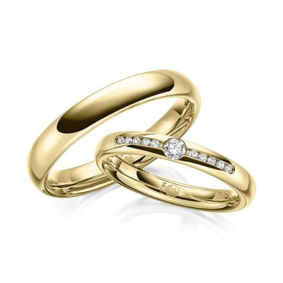 Trauringe / Eheringe Innen Gelbgold 585 außen Gelbgold 585 0,14 ct. / tw,si