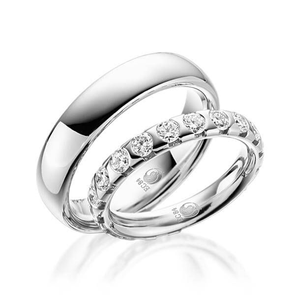 Paar Trauringe / Eheringe / Platin 950 / 2,00 ct.