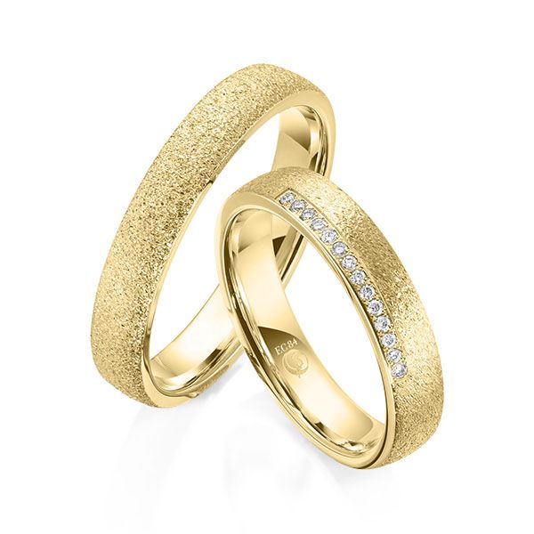 Paar Trauringe / Eheringe / Gelbgold 585 / 0,07 ct.