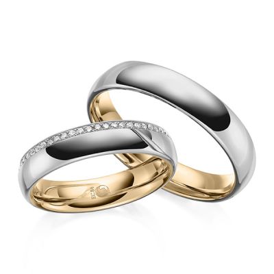 Trauringe / Eheringe Innen Roségold 750 außen Platin 950 0,135 ct. / tw,si