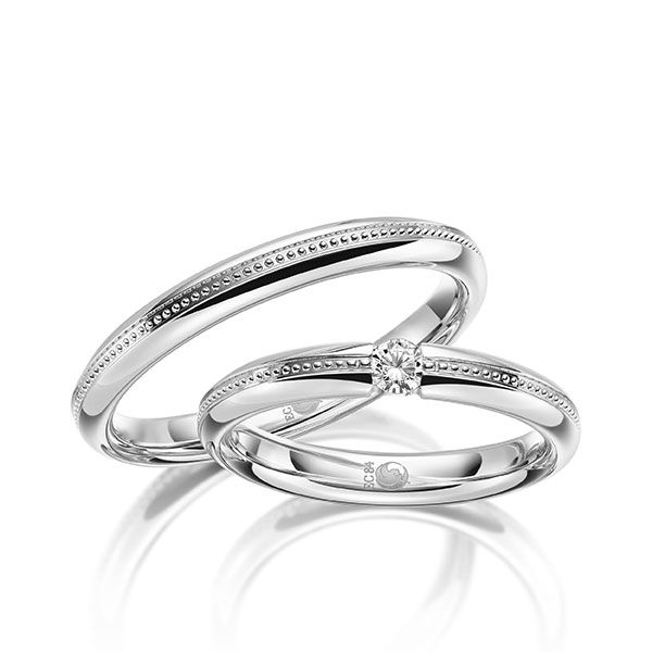 Paar Trauringe / Eheringe / Platin 950 / 0,100 ct.