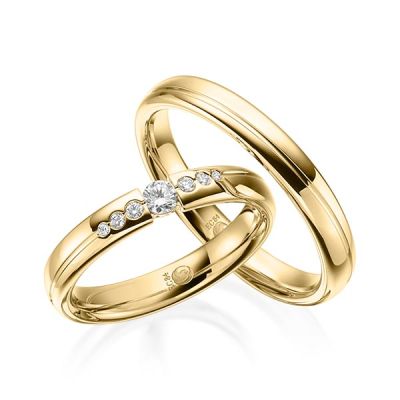 Trauringe / Eheringe Gelbgold 585 / 0,16 ct. / tw,si