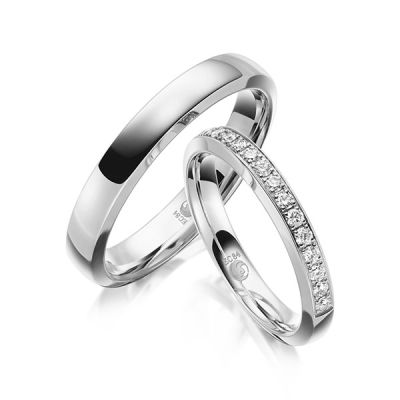Trauringe / Eheringe Weißgold 585 / 0,34 ct. / tw,si