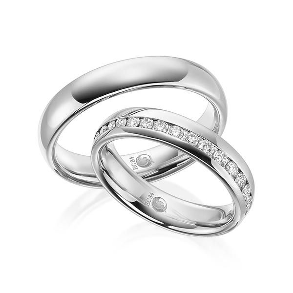 Paar Trauringe / Eheringe / Platin 950 / 0,80 ct.