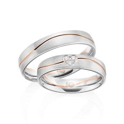 Trauringe / Eheringe Weiß- und Rotgold 585 0,075 ct. / tw,si