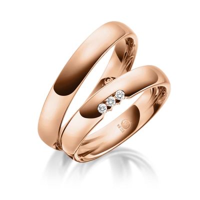Trauringe / Eheringe Rotgold 585 / 0,06 ct. / tw,si