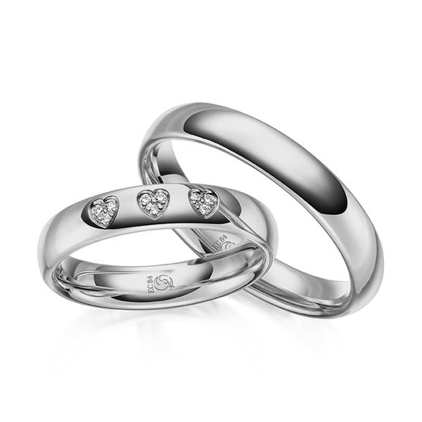 Paar Trauringe / Eheringe / Platin 600 / 0,045 ct.