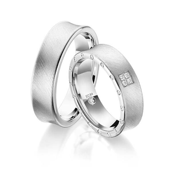 aar Trauringe / Eheringe / Weißgold 585 / 0,20 ct.