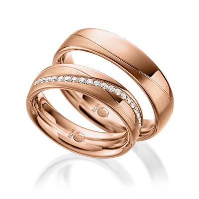 Trauringe / Eheringe Rotgold 585 / 0,21 ct. / tw,si