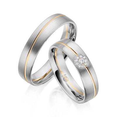 Trauringe / Eheringe Graugold 585 und Roségold 585 0,07 ct. / tw,si