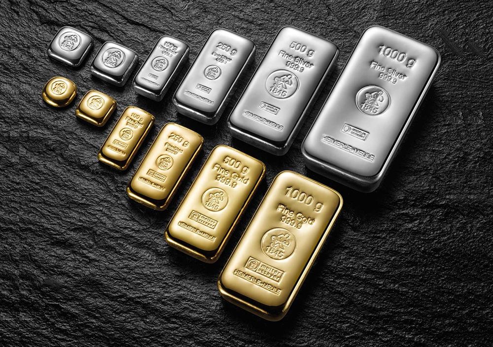 Anlagegold und Investment in Gold Silber Frankfurt - Gegossene Gold- und Silberbarren