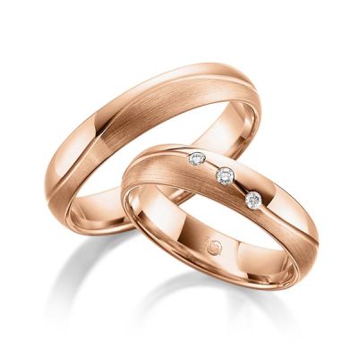 Trauringe / Eheringe Rotgold 585 / 0,06 ct. / tw,si