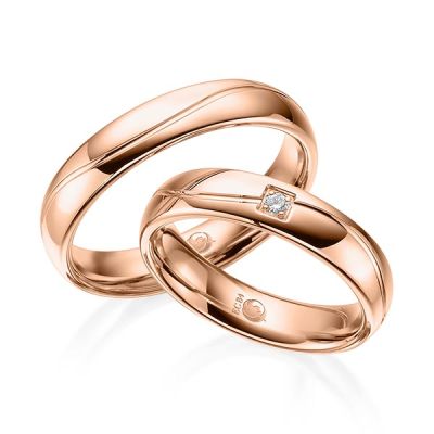 Trauringe / Eheringe Rotgold 585 / 0,03 ct. / tw,si