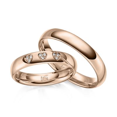 Trauringe / Eheringe Rotgold 585 / 0,045 ct. / tw,si