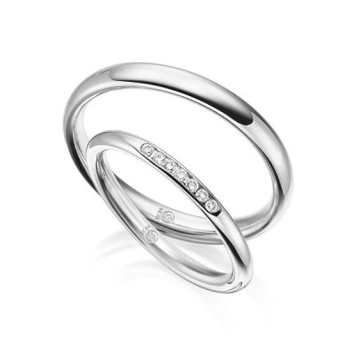 Trauringe / Eheringe Weißgold 585 / 0,07 ct. / tw,si