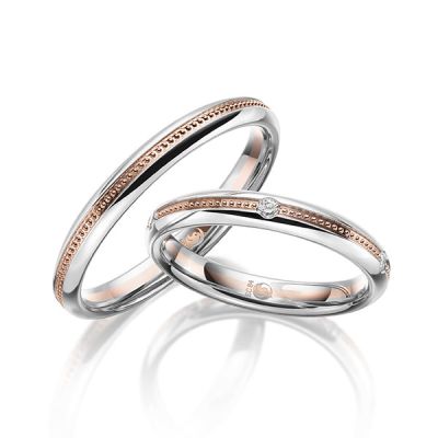 Trauringe / Eheringe Weiß- und Rotgold 585 / 0,10 ct. / tw,si