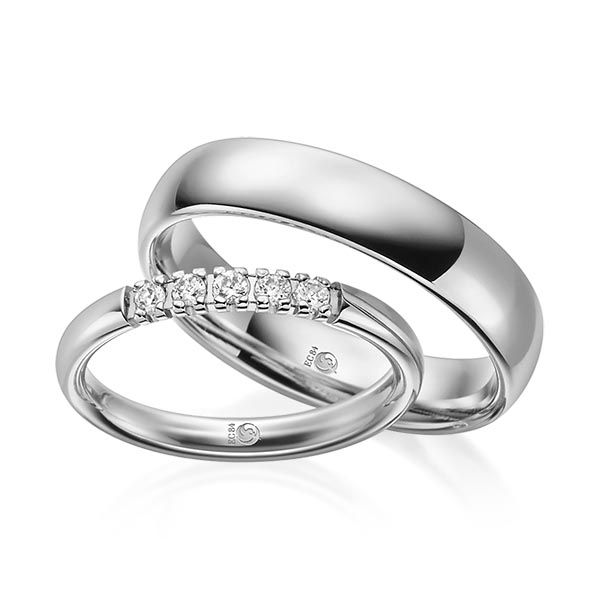 Paar Trauringe / Eheringe / Platin 600 / 0,15 ct.