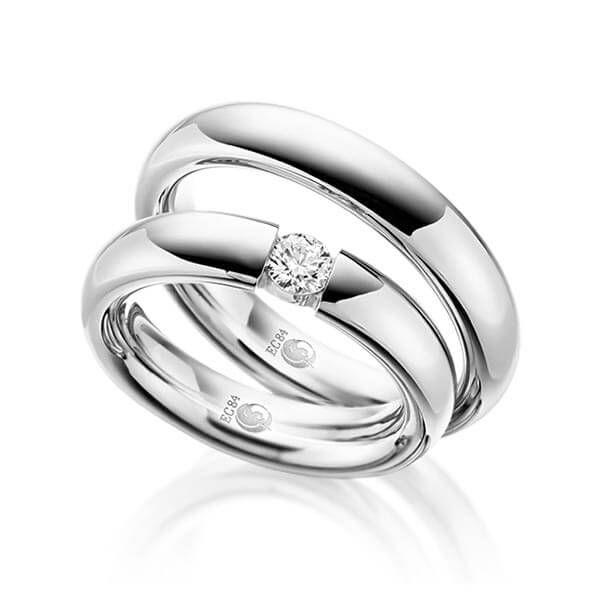 Paar Trauringe / Eheringe / Platin 950 / 0,25 ct.