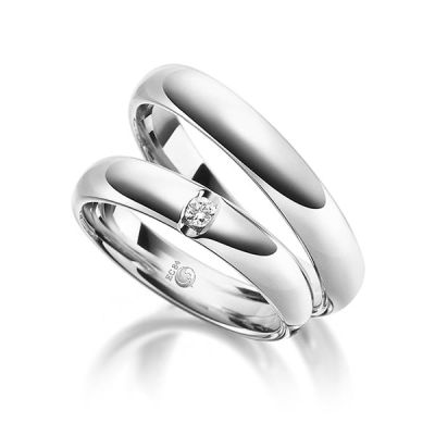 Trauringe / Eheringe Weißgold 585 / 0,05 ct. / tw,si
