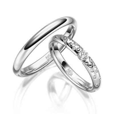 Trauringe / Eheringe Weißgold 585 / 0,13 ct. / tw,si