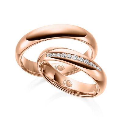 Trauringe / Eheringe Rotgold 585 / 0,14 ct. / tw,si