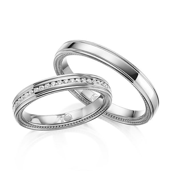 Paar Trauringe / Eheringe / Platin 600 / 0,192 ct.